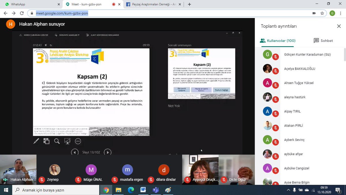 3. Peyzaj Analizi Çalılştayı'nda Prof. Dr. Hakan Alphan'nın sunumu ile RES lerin görünürlük analizini konuşuyoruz.
Çalıştay katılım linki:
meet.google.com/kum-gzbx-pon