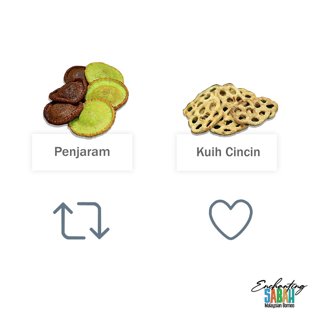 sabahtourism's tweet photo. Penjaram and Kuih are both equally delicious and are Sabah's popular snacks. Which is your favourite?
Retweet for Penjaram and Like for Kuih Cincin.
#StbTweetBattle #triviatuesday #tuesdaybattle https://t.co/l5EugJXO3N
