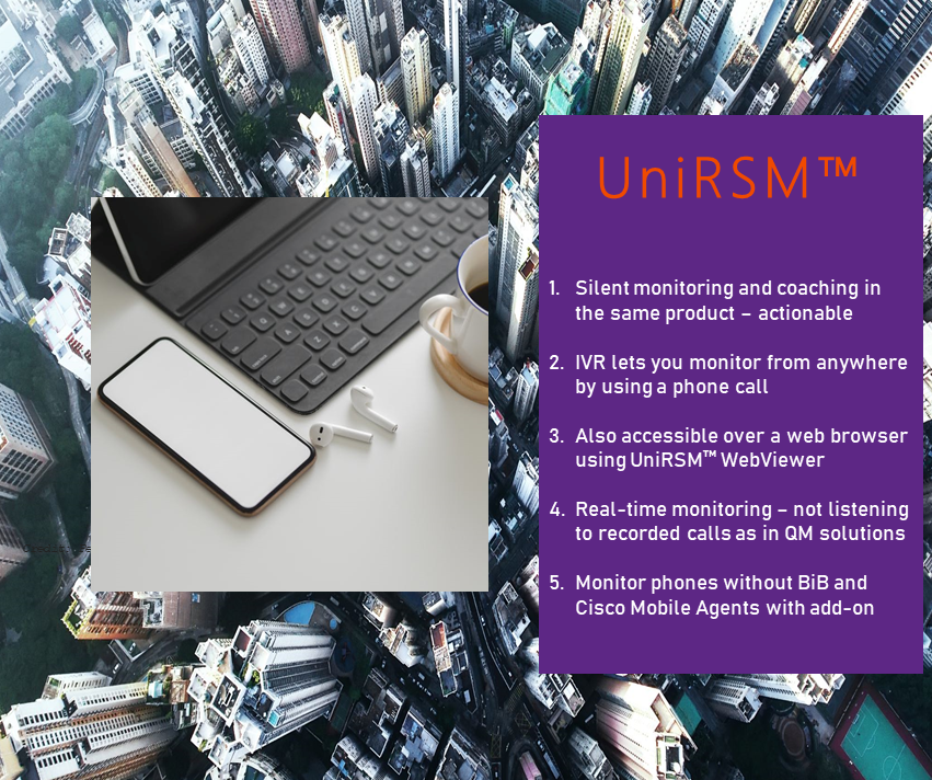 Consiliuminc's tweet photo. Monitor and coach agents, whether they are in office, home-based or on cell phones? Now, with Consilium UniRSM™ you can do real-time #RemoteSilentMonitoring and #WhisperCoaching by calling into an IVR from any phone, or using a mobile or desktop browser. https://t.co/328JjyxcXl https://t.co/Pzeuetevwt