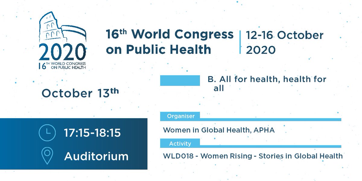 Join us now at the WLD018 -  Women Rising - Stories in Global Health 

#WCPH2020