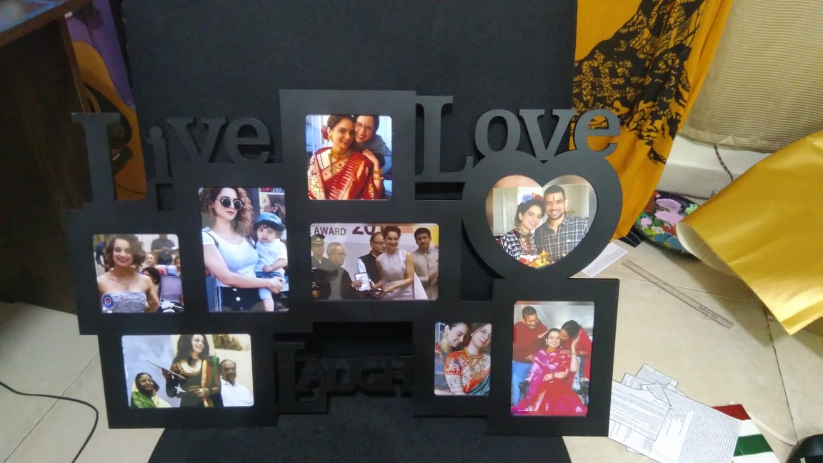  @Beingrealbeing sent a picture frame comprising of all kangana's achievements from awards to sweet family moments...