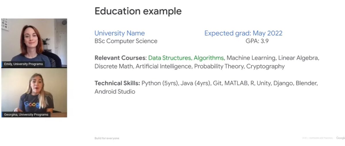 now let's start with education if your relevant courses take lots of space then make sure to only add data structures, algorithms