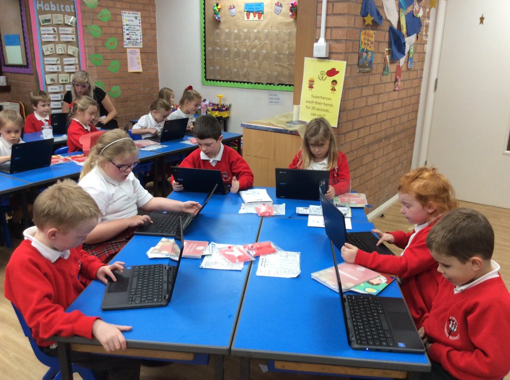 Class2Aspull's tweet image. Yesterday we enjoyed using our new school chrome books. We learned how to turn them on and login as well as getting used to using the keyboard #acpscomputing