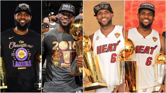 NBAFRANCE's tweet photo. 🏆🏆🏆🏆 4x NBA Champion
🏆🏆🏆🏆 4x #NBAFinals MVP 

☝️ 1er joueur dans l'histoire de la NBA à gagner le titre de MVP des Finales avec 3 franchises différentes. https://t.co/oFLzpbu52j