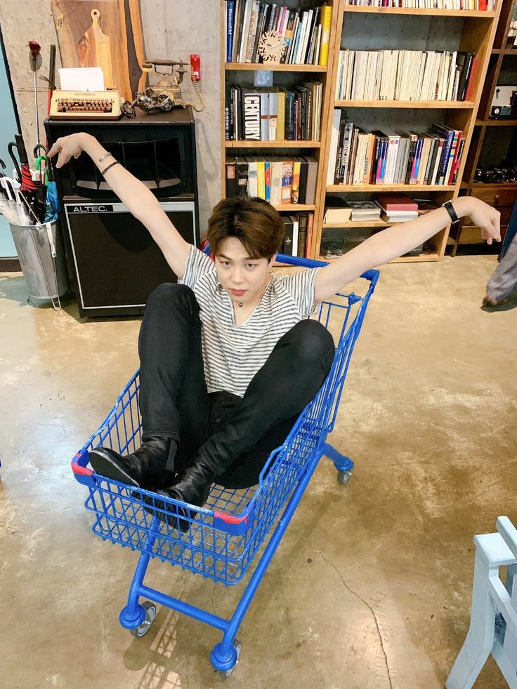 Jimin goofing around while you grocery shop,