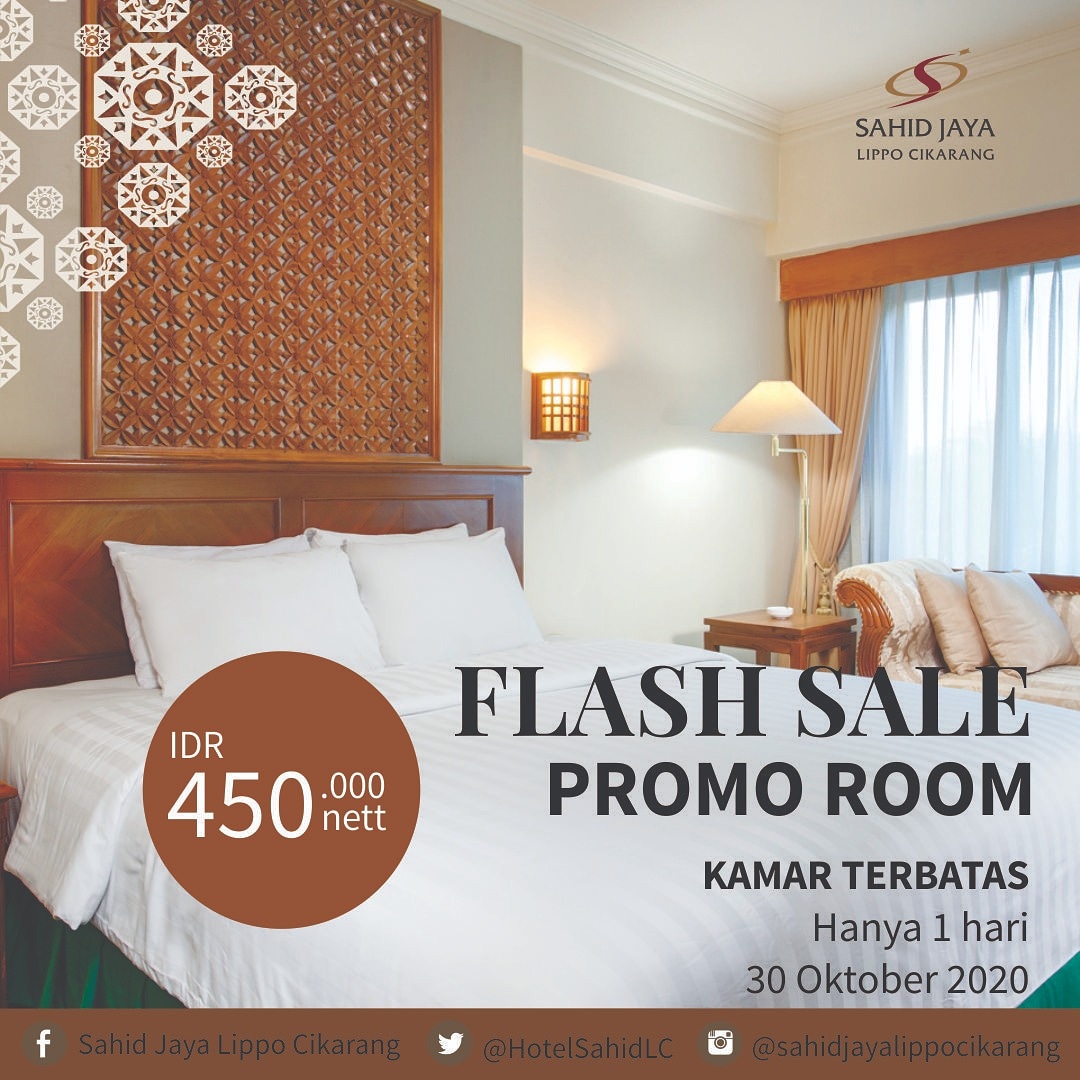 HotelSahidLC's tweet photo. FLASH SALE
PROMO ROOM - SAHID JAYA LIPPO CIKARANG

Hanya 1 hari di tanggal 30 Oktober 2020
Harga IDR 450.000,-nett/kamar
(Room Only)

Dapatkan harga spesial menginap di Sahid Jaya Lippo Cikarang dengan cara menyimpan dan menunjukkan pesan ini kepada kami. https://t.co/q1klKBYiKV