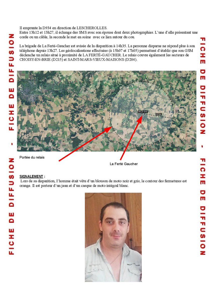 Gendarmerie_077's tweet photo. 👮‍♀️👮🏾Les gendarmes de Seine-et-Marne ont besoin de votre aide pour retrouver Nicolas.🧐
Nicolas est âgé de 35 ans. Il habite La Ferté-Gaucher et a disparu après une dispute conjugale.
Nicolas est suicidaire.
Une info utile ?☎️01 64 04 00 09
🙏Vous voulez nous aider ? PARTAGEZ !⬇️ https://t.co/LKLfjMV6Go