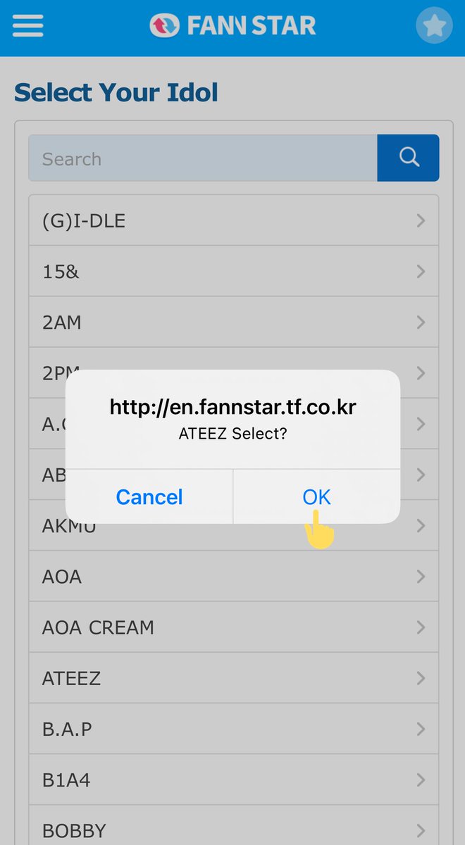You can only create 1 account per device! Follow the steps and finish the registration process. Select ATEEZ as your idol.