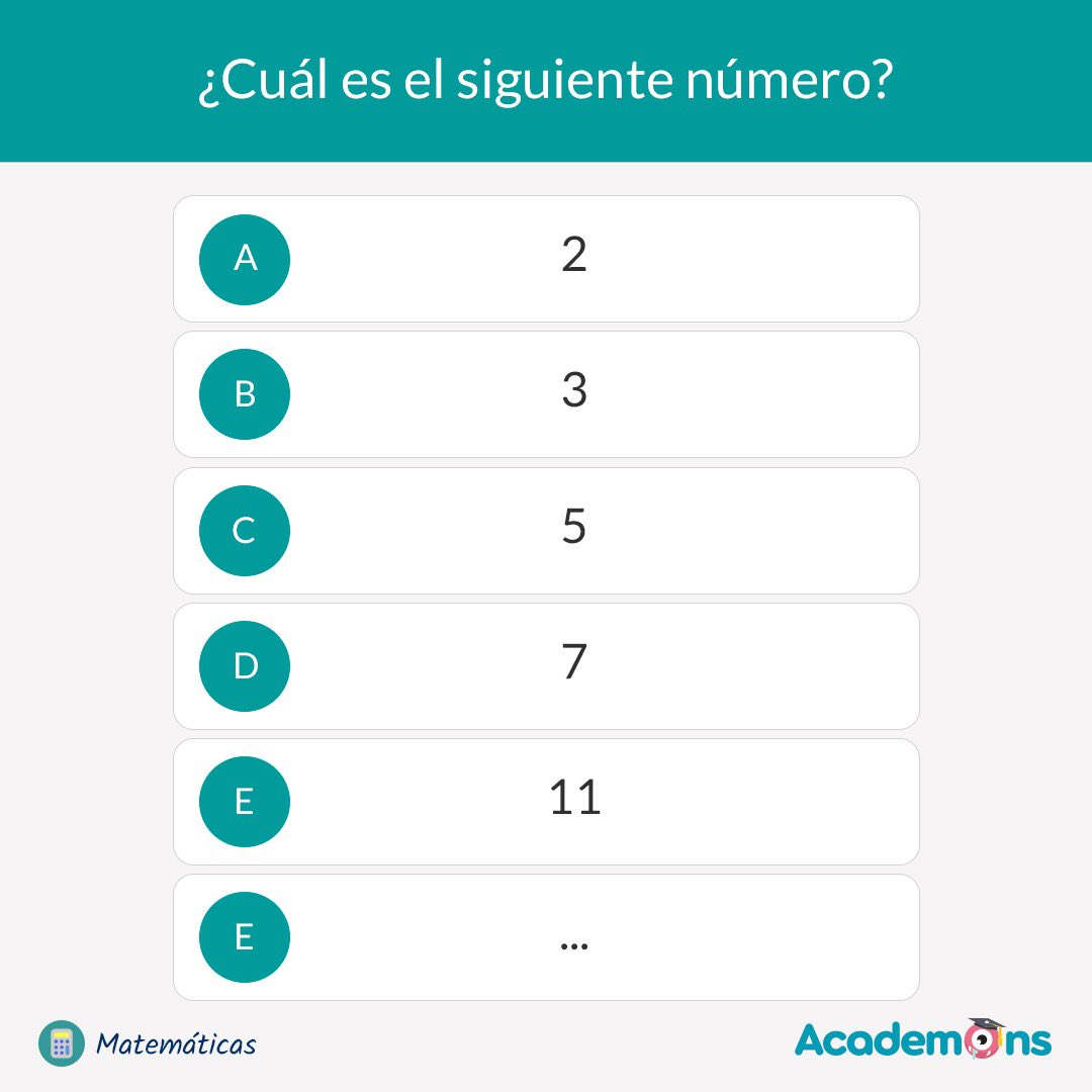 ¿Sabés cuál es el número que sigue en esta lista? ¡Una pista 🔎 ! Mira tu calendario 📆
⠀⠀⠀⠀⠀⠀⠀⠀⠀
#númerosprimos #matematicasdivertidas #Martes13