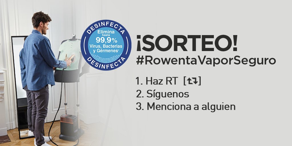 Rowenta_ES's tweet photo. 📣 / #SORTEO RowentaVaporSeguro 🌬 Haz [RT+Follow] y menciona a un amigo.⁣
⁣
🎁 Sorteamos 2 Ixeo Power entre todos los participantes de los 3 canales de Rowenta España (Facebook,Twitter e Instagram).⁣
⁣
🗓 Tienes tiempo hasta el próximo 21 de octubre incluido.⁣ https://t.co/bc1rdpHbEw