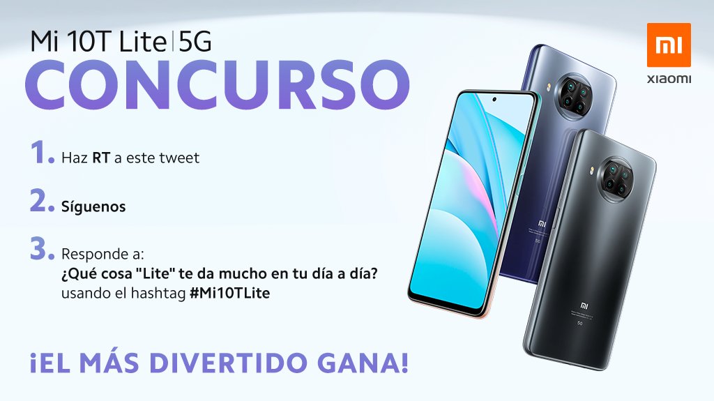 XiaomiEspana's tweet image. ¡Estamos de CONCURSO!
¿Quieres el nuevo #Mi10TLite? Síguenos, haz RT y cuéntanos qué cosas Lite de tu vida te dan mucho en tu día. Si tu respuesta es la más divertida te lo llevas. Venga, que se vea la originalidad de nuestros #MiFans.Toda la info aquí: bit.ly/3idStd0