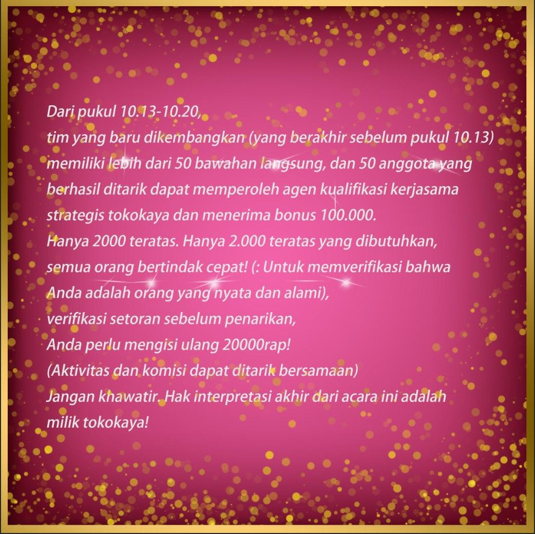 Tokokaya1's tweet photo. Saudara-saudari tokokaya yang terkasih, saya memberi tahu Anda kabar baik bahwa musim kedua perekrutan agen kerjasama strategis tokokaya dimulai! https://t.co/2hzXFlchRw