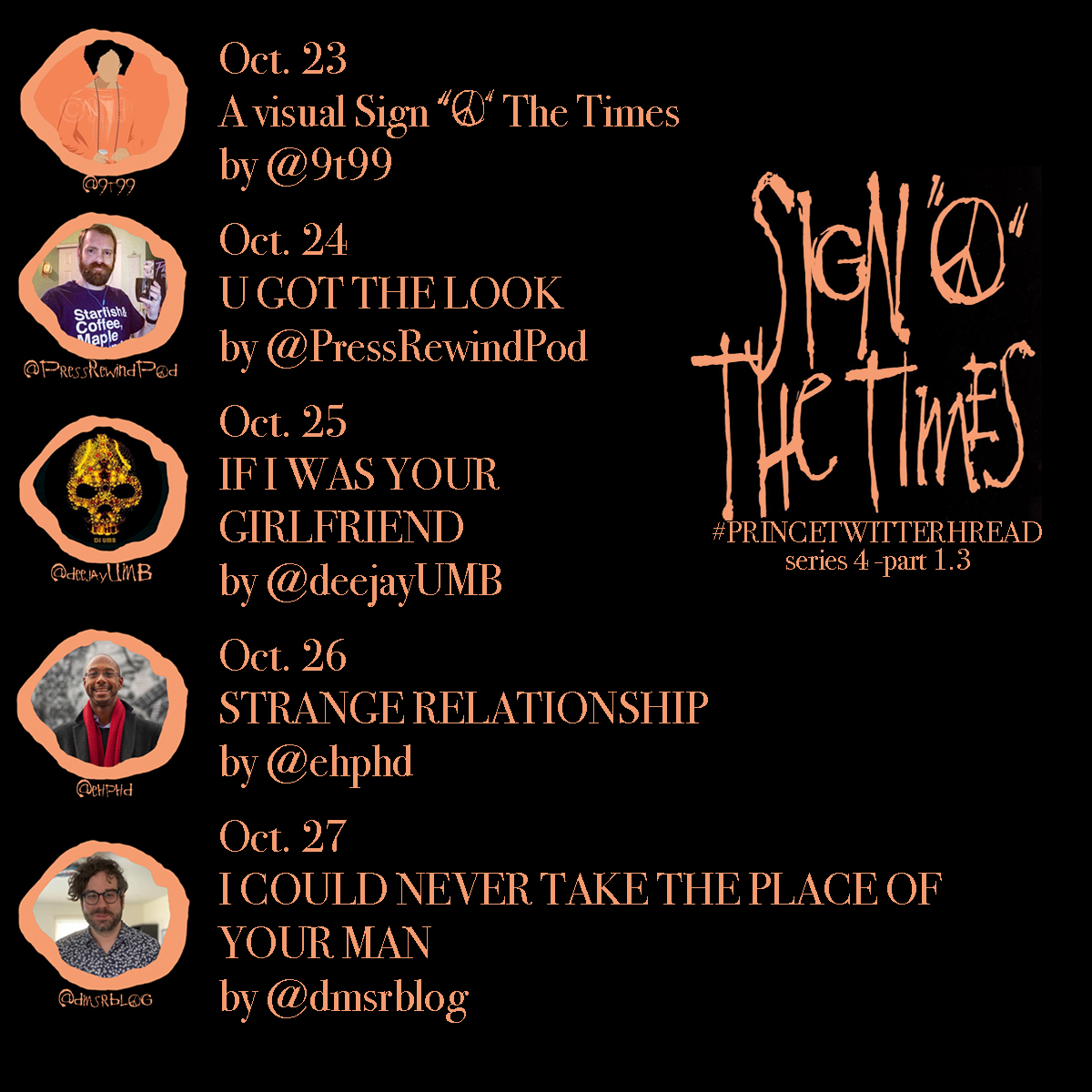 Come back to the hashtag  #PrinceTwitterThread tomorrow to catch a take on the next SOTT song, “The Ballad of Dorothy Parker” by  @arrthurr , which after “Adore” is the only other song on this album I would do a thread on. And the rest of the crew: