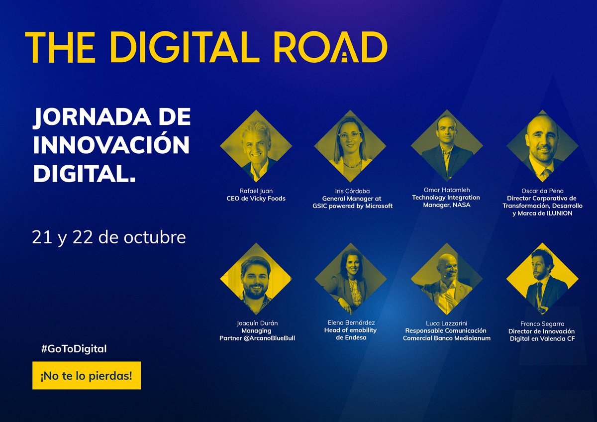 CeeiMurcia's tweet photo. Si lo tuyo es la Innovación Digital, no te puedes perder la II Edición de #TheDigitalRoad, a la que desde CEEIM, como partner del evento, te recomendamos que no te la pierdas.

👉 Consigue tu entrada de forma gratuita en https://t.co/u2JjlKx7CD.

#GoToDigital https://t.co/pkVqQCFT9Q