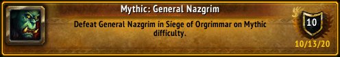 I just earned the [Mythic: General Nazgrim] Achievement! #Warcraft