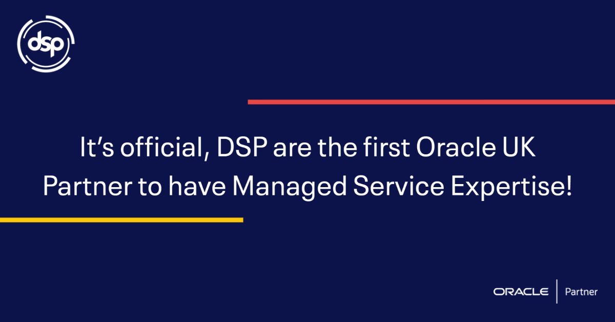 We're delighted to announce that DSP are officially the first Oracle Partner in the UK to have 'Oracle accredited' Managed Service Expertise!

If you'd like to discover more about our Oracle Managed Services please visit our website - bit.ly/2SPpNge

#emeapartners