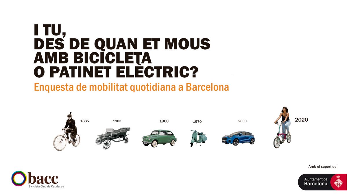 #Bicibcn | Des del #BACC estem fent una enquesta de mobilitat per conèixer els teus hàbits amb 🚲 o 🛴 a #Barcelona, fins i tot si vius o treballes a l'àrea metropolitana

📢 Ens ajudes a omplir-la i a difondre-la entre els teus contactes? 🙏

👉 forms.gle/fK1WhGYEB8Jikm… Gràcies❗️