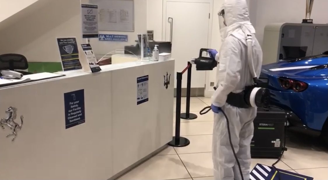 Bio_DeconUK's tweet photo. Decontamination and validation carried out by our team at 2 Ferrari dealerships in the south and the midlands this week. 

#decontamination #validation #covid19safety #StaySafeAtWork #deepcleaning #teamwork #covid19prevention #tomisteramist #audi #bmw #bmwmini #mini #ferrari https://t.co/8OoMuLUCTv