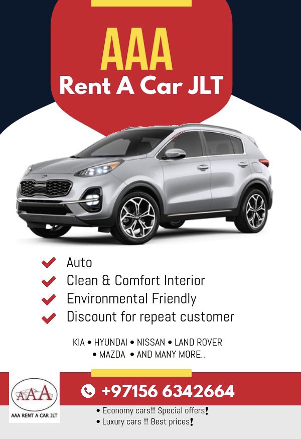 aaarentacarjlt's tweet photo. AAA Rent A Car JLT                              📲 0566342664 / 📞 043603337
https://t.co/hqQhNDSpJ1 https://t.co/FRNzLkqShY
