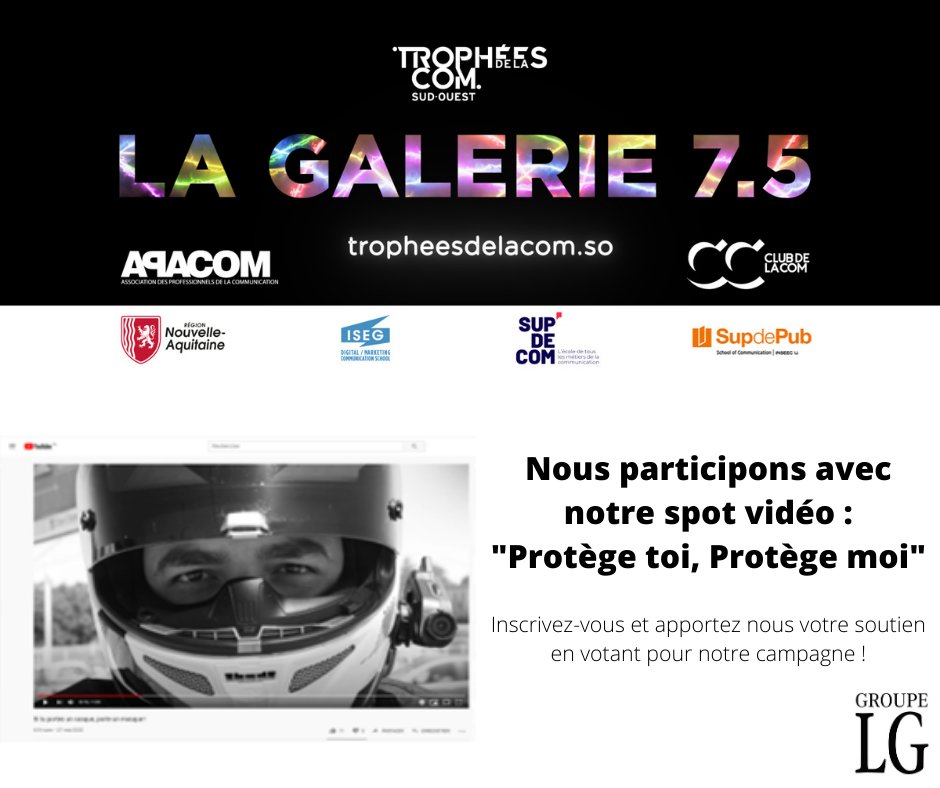 Hello les riders !✌️Nous participons aux Trophées de la Com Sud-Ouest avec notre spot vidéo « Protège toi, protège moi » et vous pouvez nous aider en allant voter pour notre projet 👉tropheesdelacom.so/type/audio/
A vous de jouer !😊

#Yam66 #GroupeLG