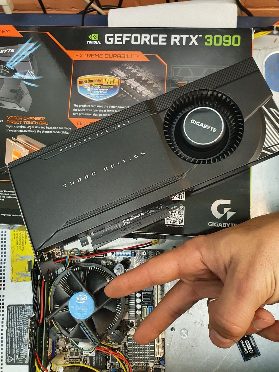 Hostkey's tweet photo. We are already testing the new RTX 3080/3090 cards! 

Thanks to our partner GIGABYTE,  last week HOSTKEY was the first in Europe to receive samples of the new cards.  
https://t.co/T6t0cUG4aE

#Hostkey #RTX3080 #RTX3090 #TechNews https://t.co/EYkddjowRf