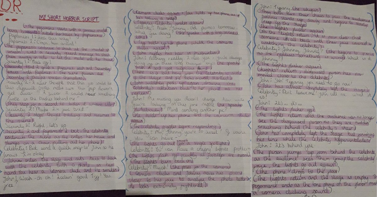 LeedsWestWay's tweet photo. Well done to Sara who has created a brilliant and detailed poster based on the Horror Genre as part of her remote learning. Sara will use her research and developed ideas for her drama devised piece! #LeadingInLearning https://t.co/9GCIZjwoyx