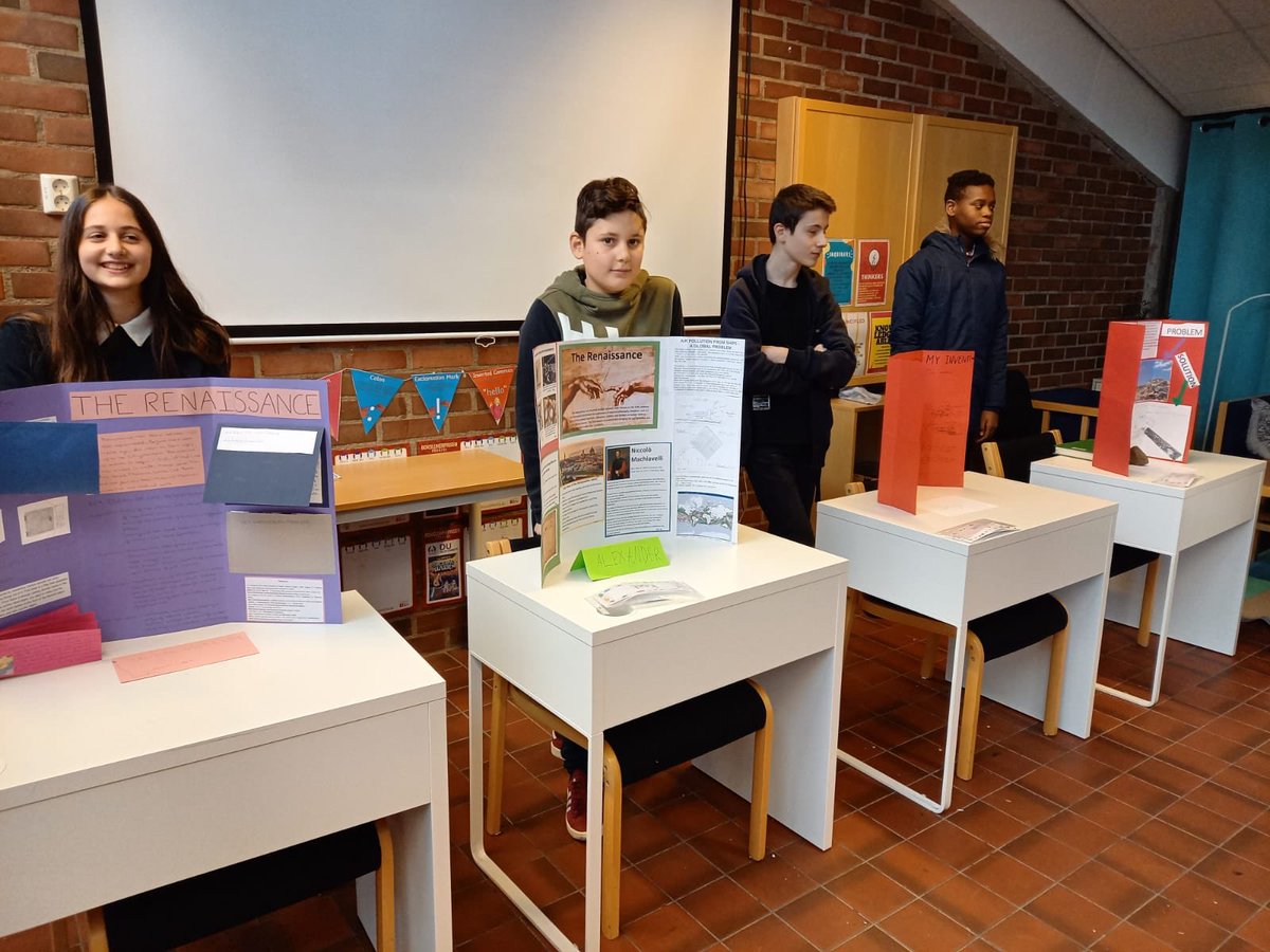 NlisOslo's tweet photo. MYP2 hosted an exhibition for their I&amp;S end of unit assessment  on the topic of 'ideas and innovation'. PYP 4-6 visited the exhibitions class by class as a museum and gave feedback.   MYP students came during their assembly time and the 8th graders brought their work to life. https://t.co/ek1UXLr6um