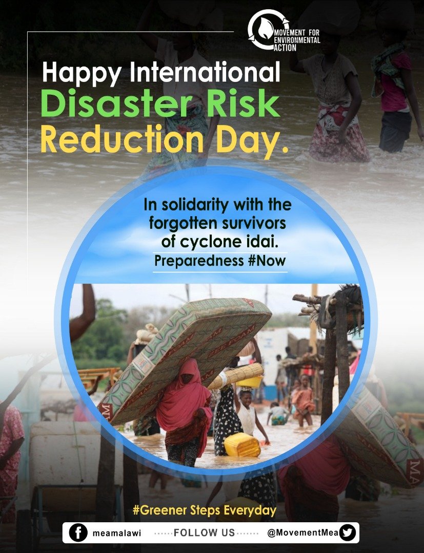 As we commemorate the International Disaster Risk Reduction Day,  Lets remember those who lost lives due to disasters  &amp; querry our policies on DRR so that they focus on reduction/management than response. Lets fight for Weather Index Insurance  <a href="/aej_malawi/">AEJ Malawi</a> <a href="/cisonecc_malawi/">Civil Society Network on Climate Change (CISONECC)</a>