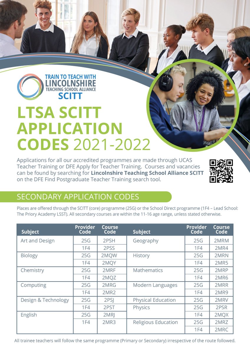 Applications are now open!  All codes are listed below.  If you need any support or advice please drop the team an email at scittenquiries@lincstsa.co.uk and one of the team will be happy to help 😊 
@LEADEquateTSA <a href="/EBSchoolDirect/">Ellison Boulters ITT</a> <a href="/ConnectTSA/">ConnectTSA</a> <a href="/KYRAteaching/">KYRA</a> <a href="/UoLCareers/">University of Lincoln Careers & Employability</a>