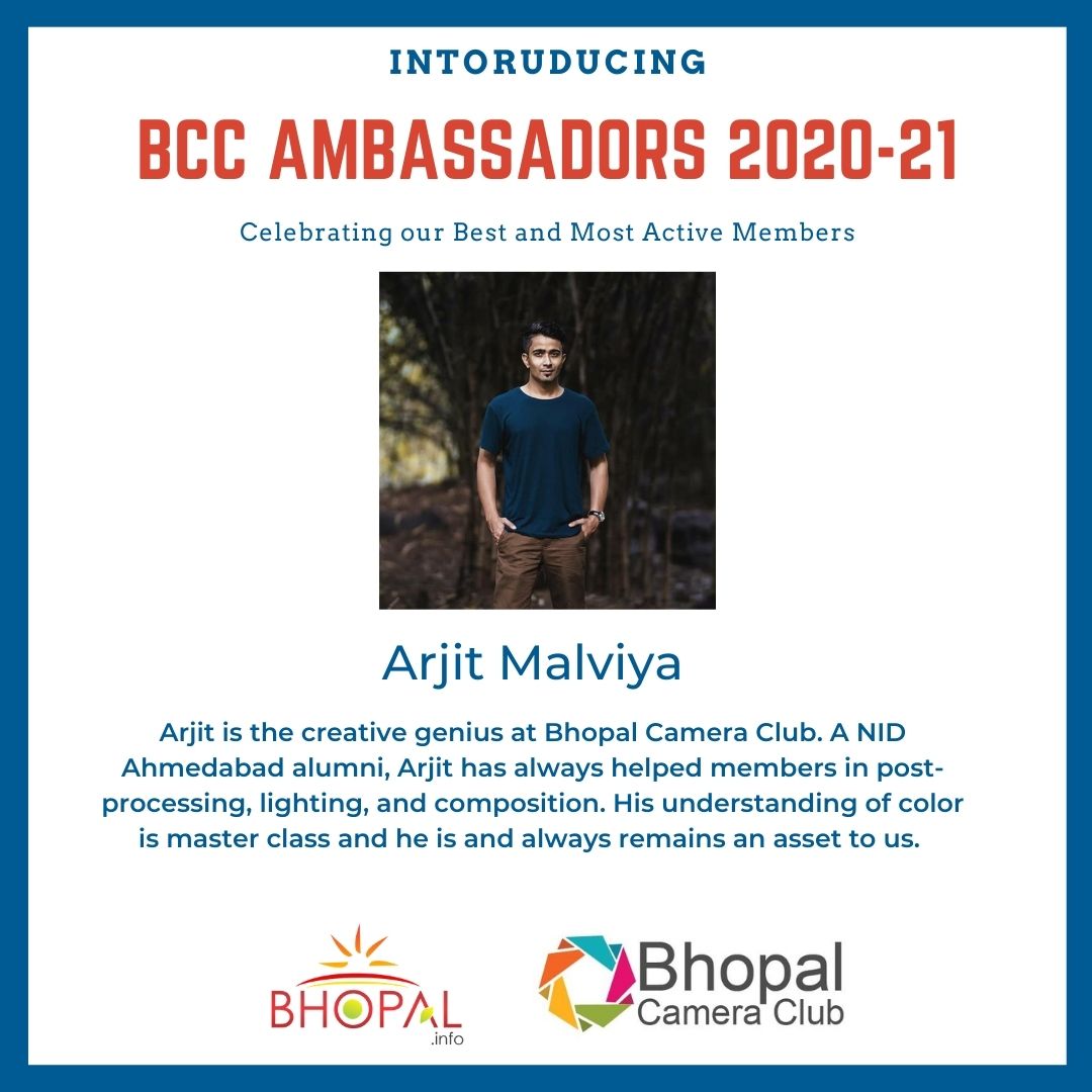 BCCBhopal's tweet photo. Introducing our third BCC Ambassador Arjit Malviya @clandestine_gemini is the creative genius at Bhopal Camera Club. A NID Ahmedabad alumni, Arjit has always helped members in post-processing, lighting, and composition. His understanding of color is master class and he is and... https://t.co/GA03xCiRbr