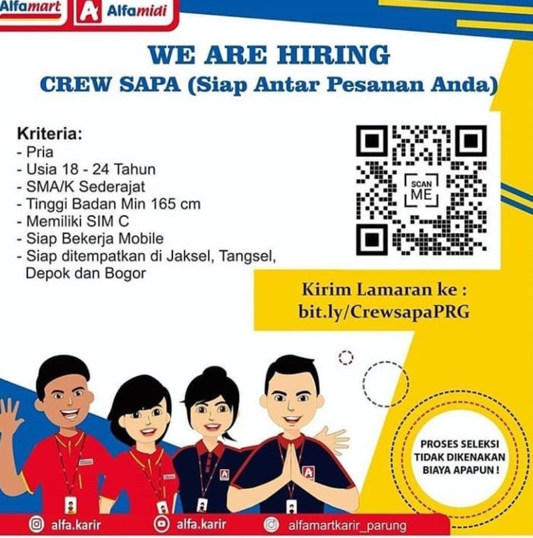LowonganService's tweet photo. Lowongan kerja 
#lowongankerja
#Jakarta
#lokerjakarta
#lokerbogor
#lokermalang
#bekasi
#patungkuda
#UmmatBersatuTolakOmnibuslaw
#13oktober
#PA212  #GalaxyS20FE https://t.co/XEkYkjEWvo