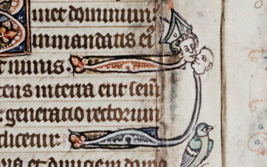 Pretty sure this is actually a same-sex kiss.

Love some gay medieval marginalia.

(Bodleian Library MS. Douce 6, f. 82v) #MedievalTwitter