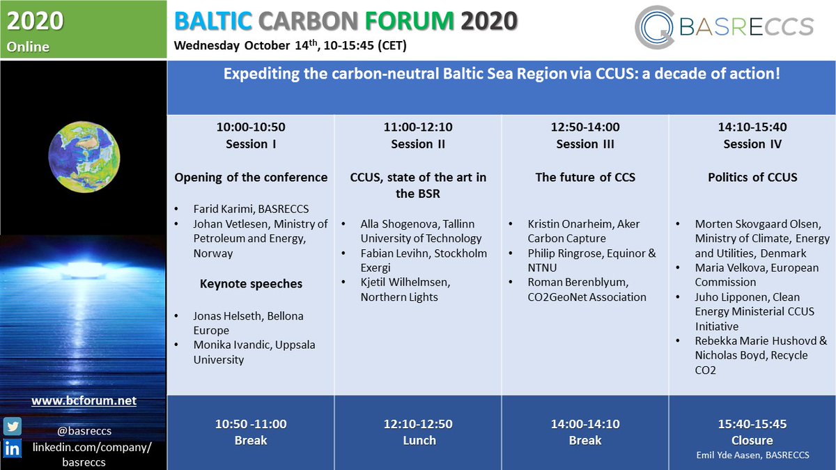 Tomorrow we join the Baltic Carbon Forum with a keynote speech by our director <a href="/jonashelseth/">Jonas M. Helseth</a>

At <a href="/basreccs/">BASRECCS</a> we aim to dicuss how to expedit deployment of full-scale #CCS in the Baltics and across the EU.

Join us #BCF2020 by registering at: us02web.zoom.us/webinar/regist…