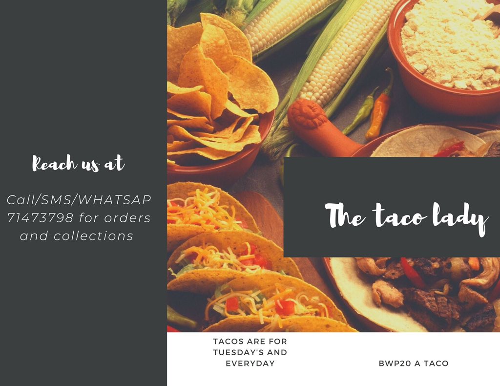 gosegoselema's tweet image. Please help me promote my business,I sell tacos 🌮 at P20 each and P18 for 2 or more😊
Kindly retweet my next customer may be on the TL 
Call 71473798 for orders