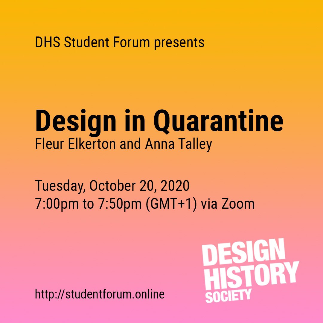 Design_inQ's tweet photo. LISTEN TO US TALK -
@dhs_ambassadors have asked us to speak about setting up & running this archive. Tune in to hear more about the backstage life of Design in Quarantine & bring questions ! Link for virtual ticket is in the bio. #dhsforum โจ๐ฒ
.
.
#digital#design#designhistory https://t.co/rensiAAWt8