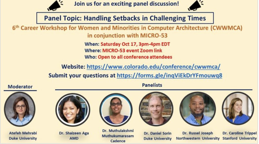 Atefeh Mehrabi is moderating a timely discussion on navigating unanticipated career turns. Part of a workshop for women and minorities at MICRO co-organized by SAIL alumna Tamara Lehman. colorado.edu/conference/cww…