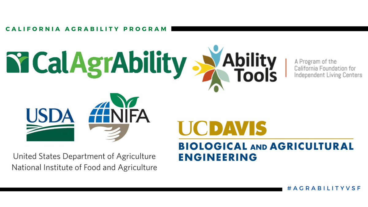 AgrabilityVSF's tweet photo. #California AgrAbility is housed at #UCDAVIS and partners with Ability Tools #CFILC. Stay tuned today as we feature CA AgrAbility Program and CA #agriculture highlights! Visit our webpage to learn more about us: https://t.co/iIUV9cP6Lk

#nifaimpacts #AgrAbilityVSF https://t.co/wblSsDpwBL
