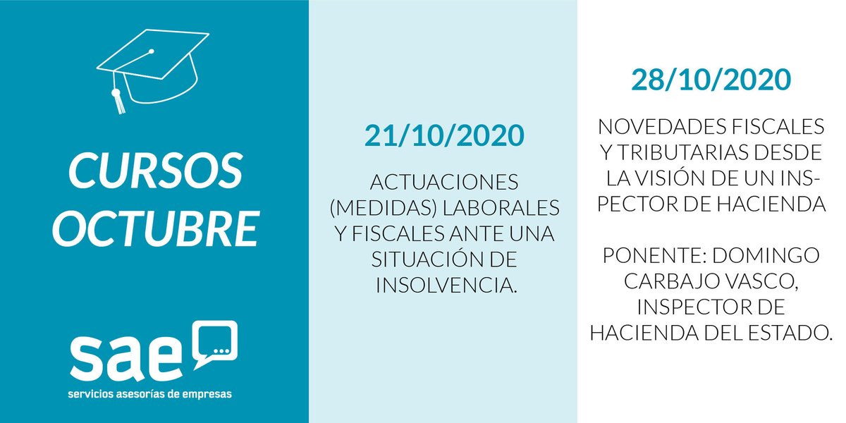 Este mes de octubre tenemos dos formaciones a las que os podéis apuntar: bit.ly/3iYf6m2