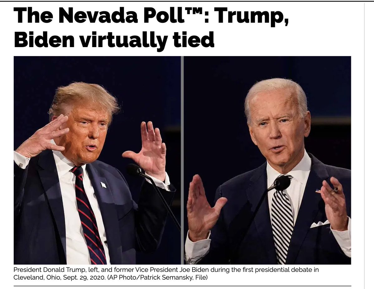 More later on The Adelson Poll (trademarked!), but:1. Who puts the "TM" symbol in a headline?2. WPA is GOP outfit that polled for Laxalt (thought he was going to win).3. I see no crosstabs, but Hispanic # looks low.4. If Trump is winning indies by 4, he will lose here.