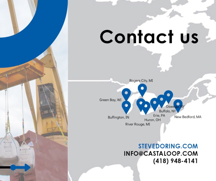 Castaloop USA continues to grow to provide you with wind, bulk and breakbulk terminals across the Great Lakes. ⛴
_
#castaloop #stevedoring #stevedore #terminals #cargo #windturbines #wind #maritimetransport #bulk #vessels #breakbulkone 
stevedoring.com/where