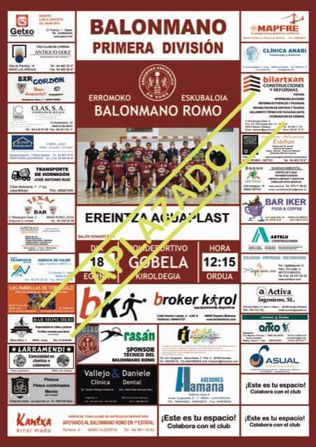 Nuestro partido que se tenia que dispustar este fin de semana contra el Ereintza Elkartea queda aplazado por un positivo del equipo rival.
Mucho animo al ereintza eskubaloia.
#erromoko #getxokirolak #eskubaloiaBizkaia #juegasabalonmano