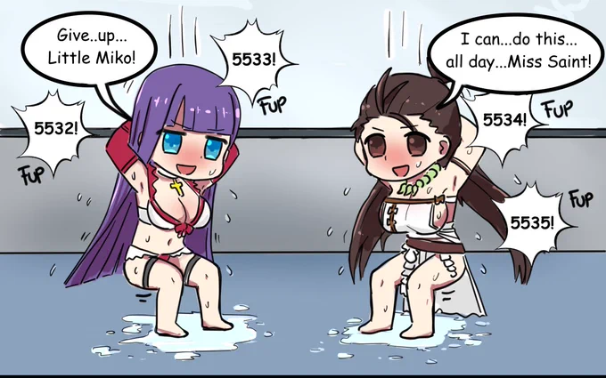 Martha and Himiko do a Prisoner Squat Competition! 