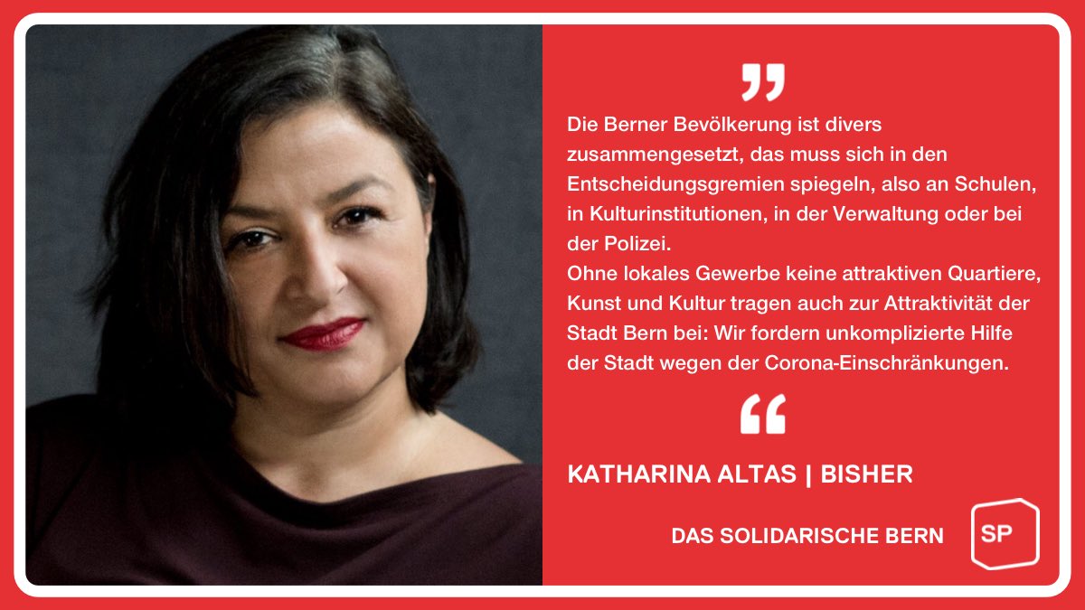 Katharina Altas, bisher, wieder in den Stadtrat!

#SOLIDARISCHESBERN #SPWAEHLEN #WAHLBERN20