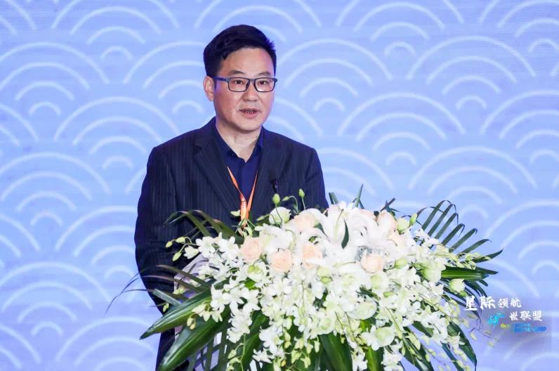 Chen Jianzhong, the general manager of Shanghai Jiading Industrial Zone Economic Development Corporation, addresses an opening keynote for 2020 Shanghai Global IPFS Decentralized Storage Forum which is hosted by IPFSUNION