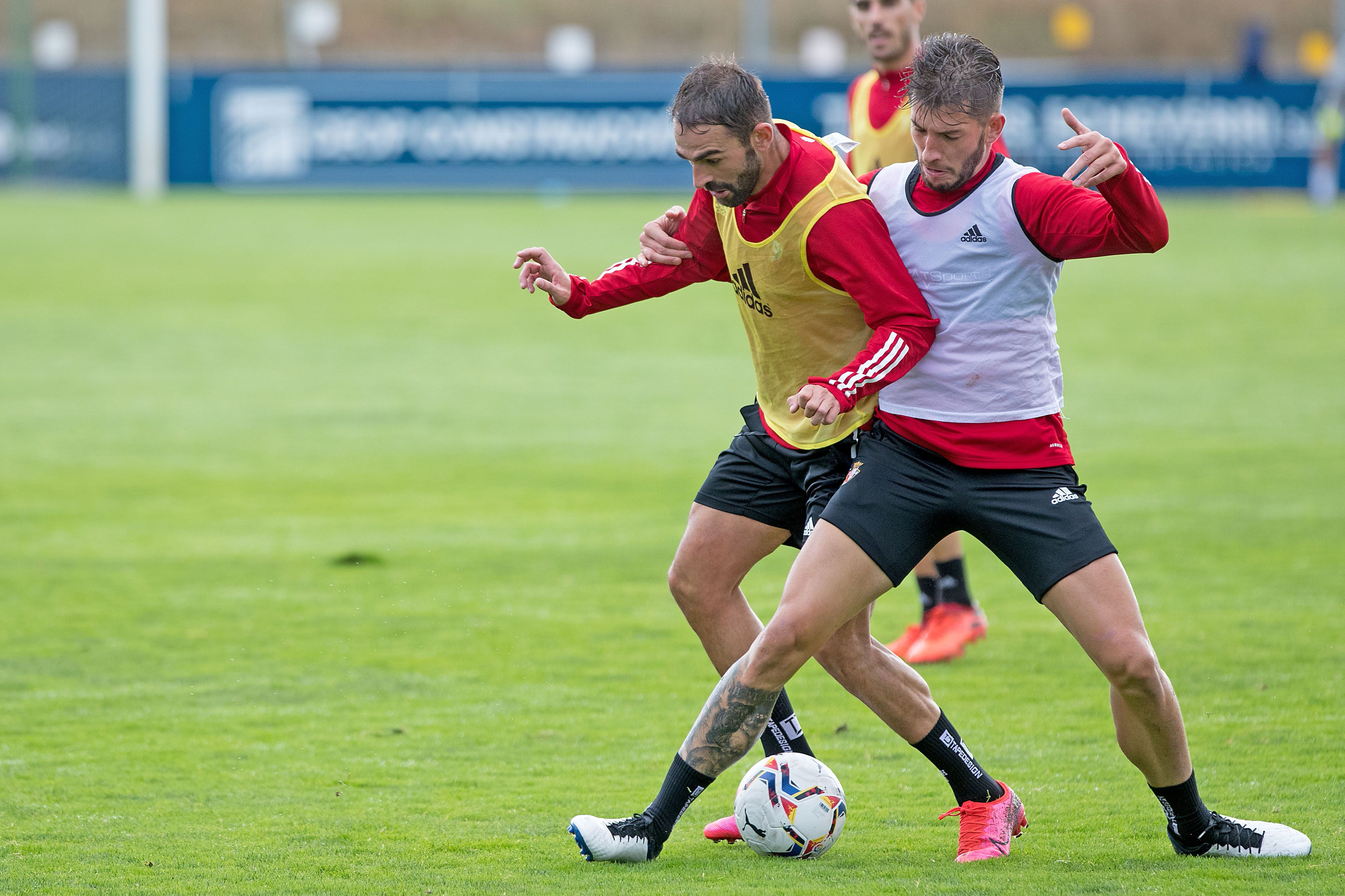 Los jugadores de Osasuna, en la sesión del martes (Foto: CAO).