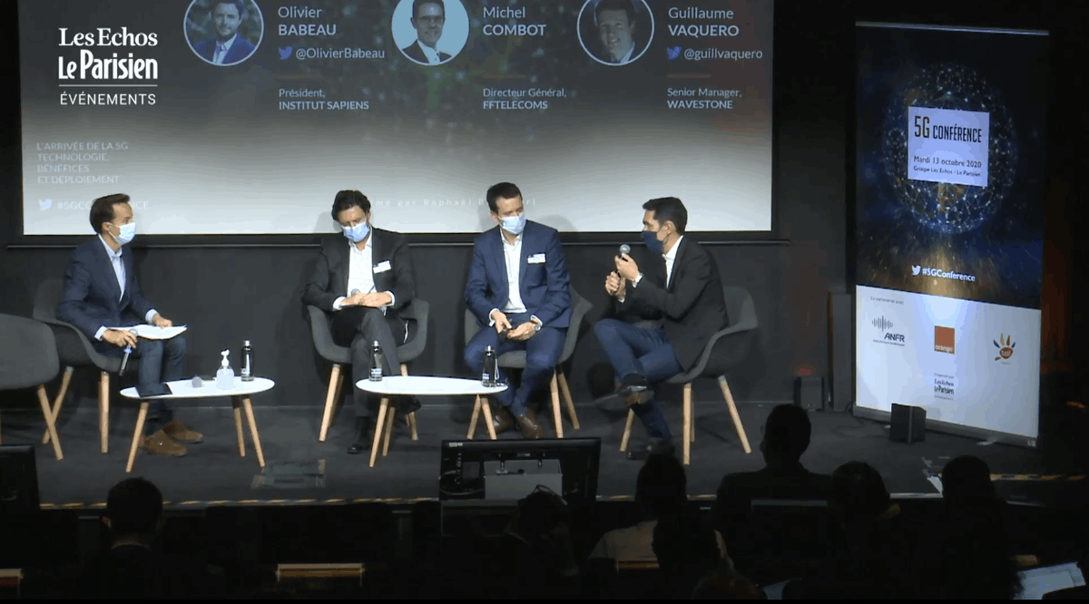 FFTelecoms's tweet photo. 🗣️ Michel Combot DG @FFTelecoms à la #5GConference : " En termes d’usages, on a préconisé, notamment pendant le confinement, de se connecter au wifi plutôt qu’à la 4G. Le wifi est généralement connecté à une fibre & quand les gens sont chez eux, on recommande qu’ils l'utilisent." https://t.co/MMAAPUJfsW