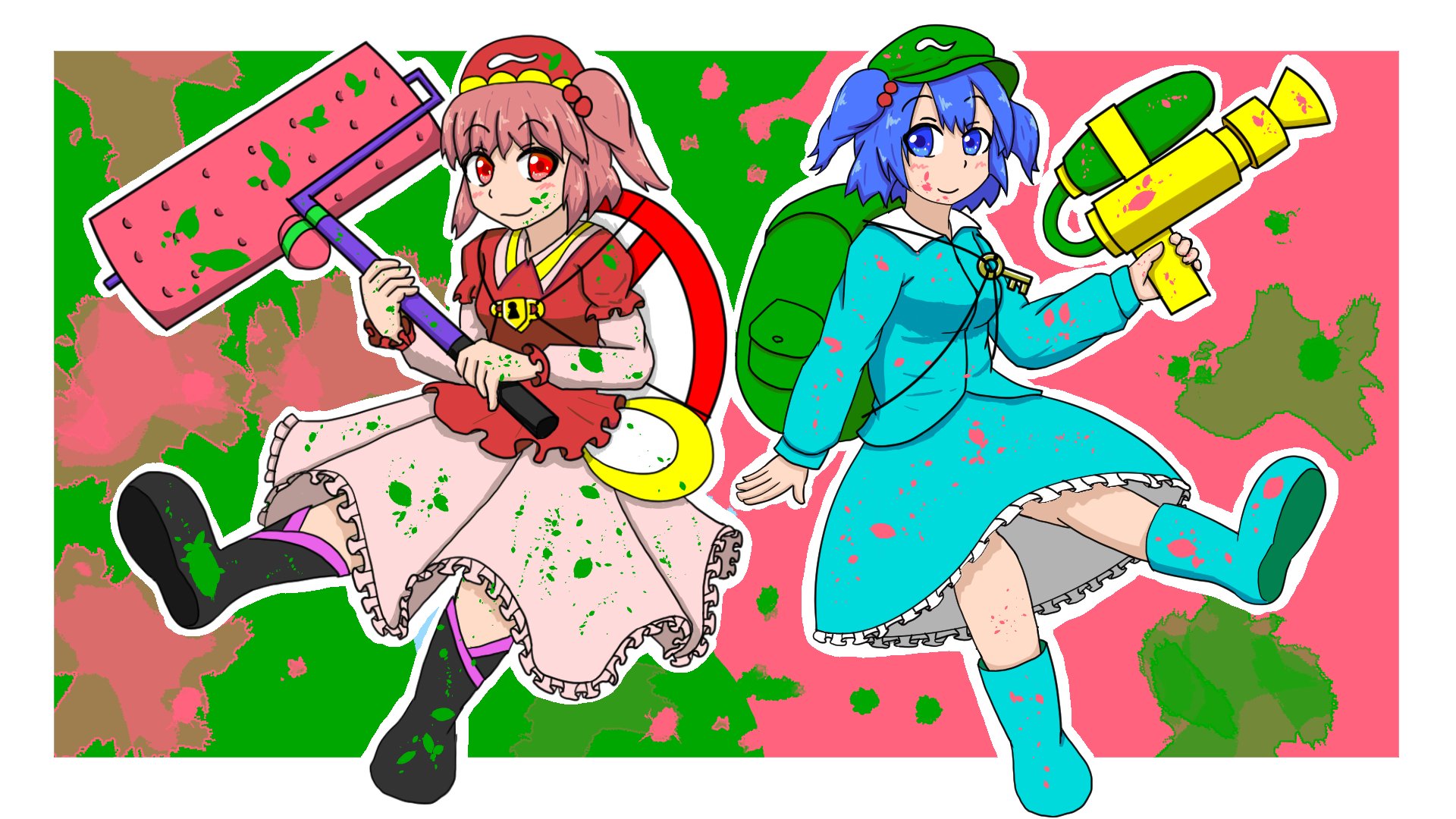 あとあん にとみとスプラ戦争 東方project スプラトゥーン 河城にとり 河城みとり イラスト イラスト好きな人と繋がりたい T Co Qewdfpnr9z Twitter