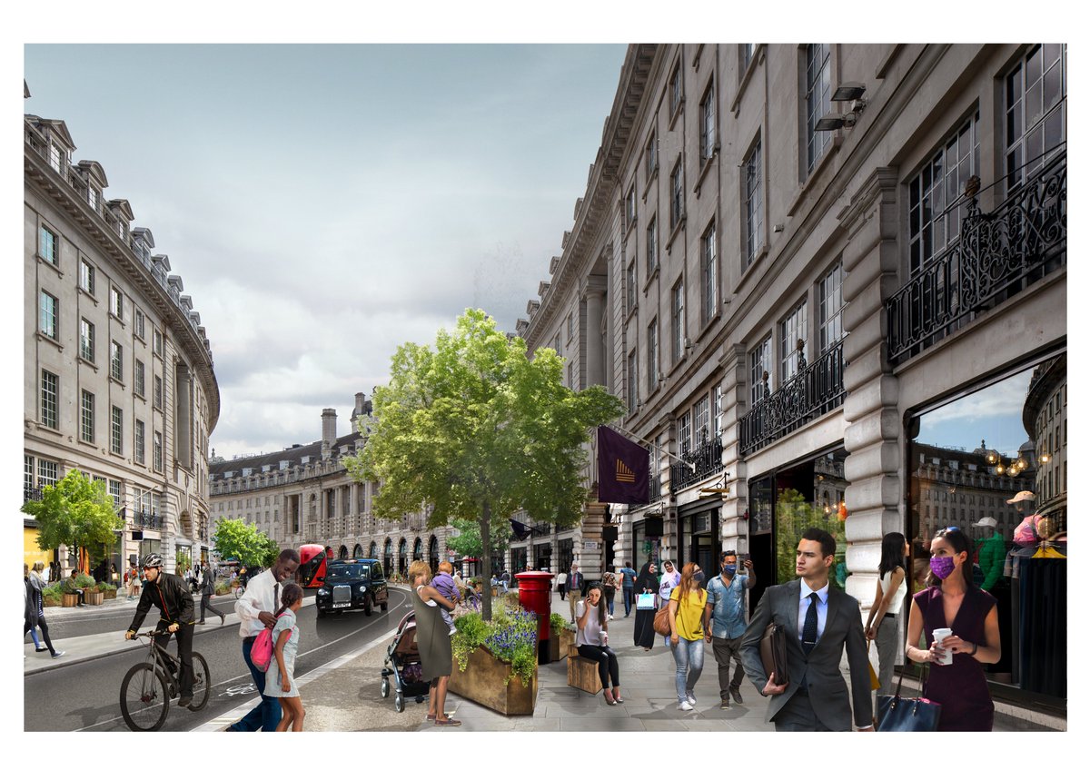 Our landscape team is working with <a href="/TheCrownEstate/">The Crown Estate</a> and <a href="/CityWestminster/">Westminster City Council</a> to transform London's Regent Street, delivering a shared vision for a greener, healthier and more #sustainable West End bit.ly/3lEpy40