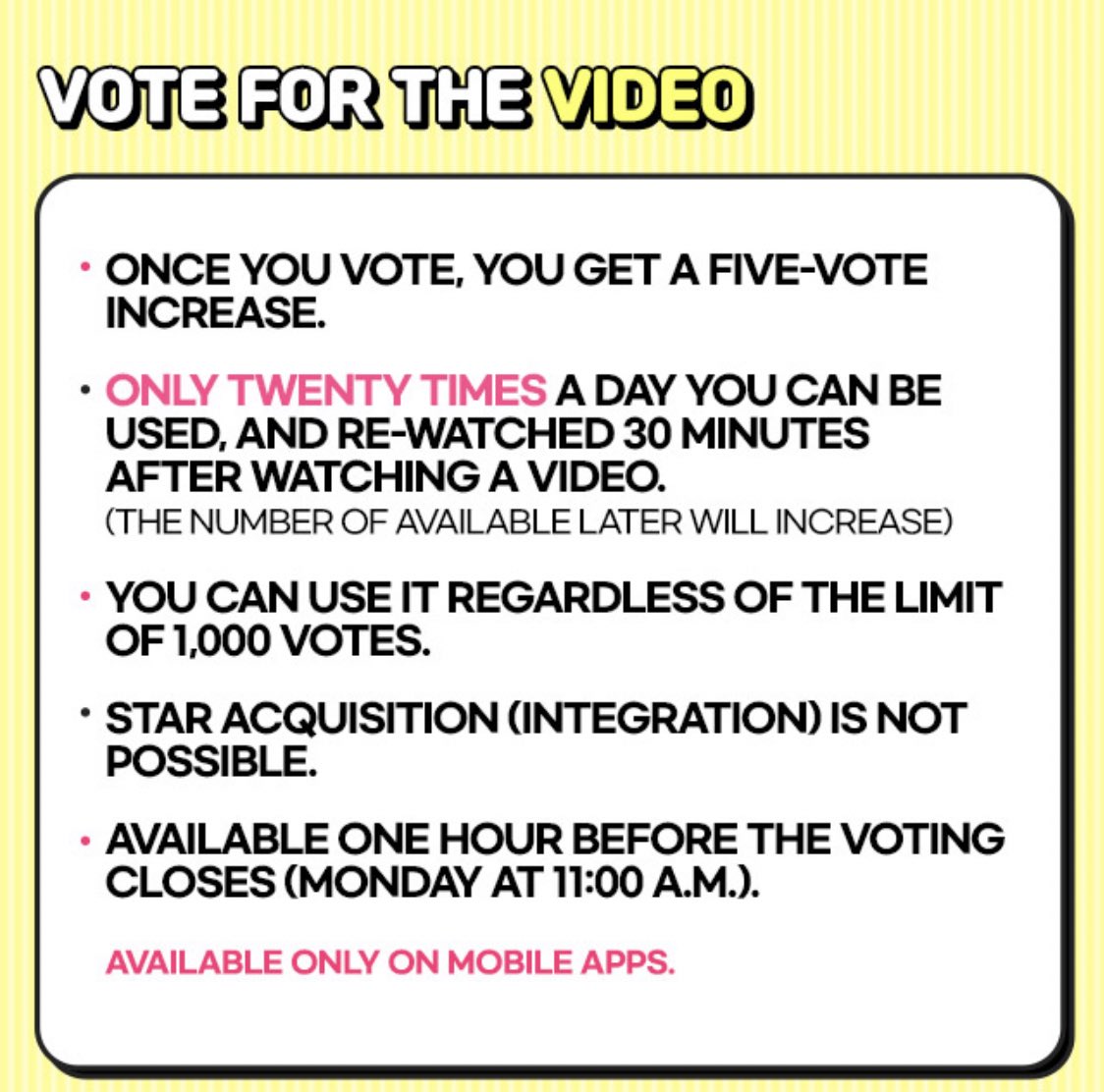 To increase the votes by watching video ads, follow the steps!