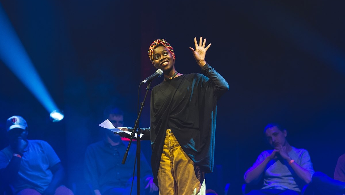 RoundhouseLDN's tweet photo. The rumours are true!
We're opening our doors for one night only for the Roundhouse Poetry Slam 🥳 
Join us as emerging poets from across the UK compete for the coveted Slam title - socially distanced of course. 
Tickets go on sale from 10am, Thu 15 Oct > https://t.co/O5XWwwpubT https://t.co/RAN5ewvnjk